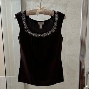Ann Taylor Brown Tank Top with White Detailing